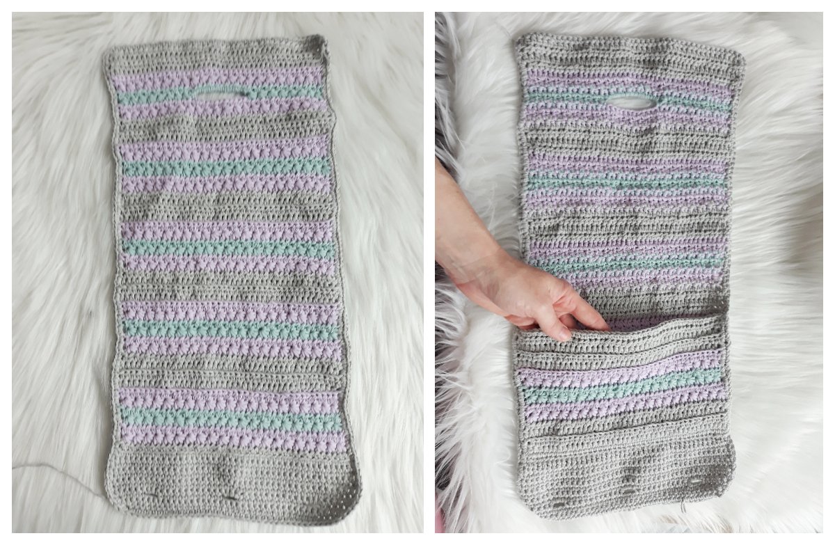 Blog-Inhaltsbild für 'Taschen- Set im Sternchenmuster, kostenlose Häkelanleitung'